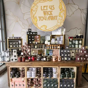 a variety of products on display