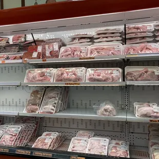 a meat section in a grocery store