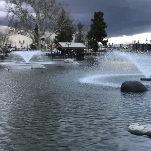Fountains in the pond