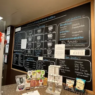 menus on a blackboard