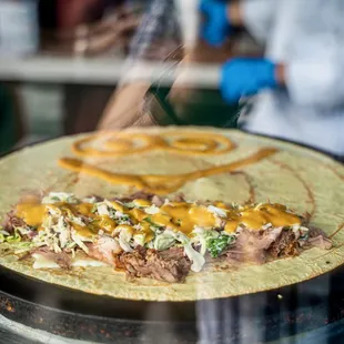 a close up of a tortilla