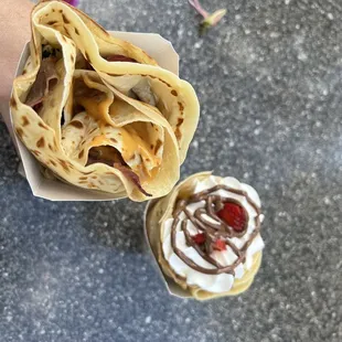 Brisket &amp; strawberry Nutella crepes