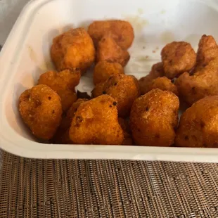 a tray of fried tater tots