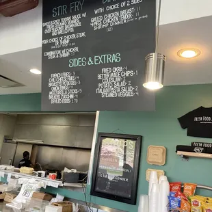 a menu on the wall