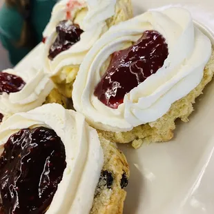 Scones with jelly and cream
