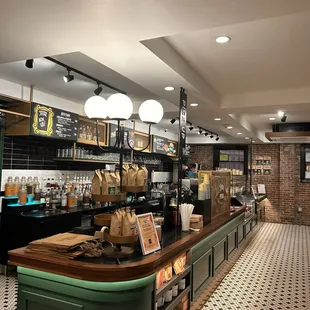 the interior of a coffee shop