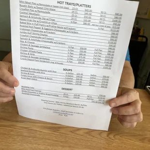 Catering menu