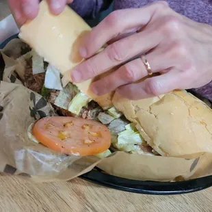 Roast beef poboy,  what a hot mess!  Fantastic!