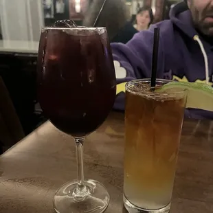 Dark and stormy &amp; seasonal sangria (wish it had actual fruit in it)