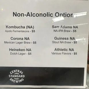 Non alcoholic options