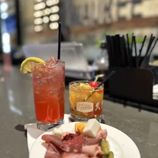 Bar area drinks are Bomb pop and brandy, old fashion