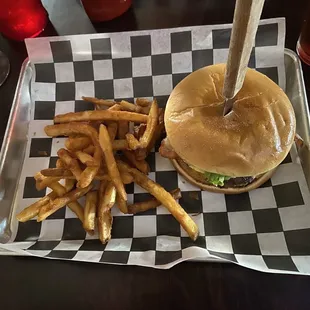 Hawaiian burger and fries