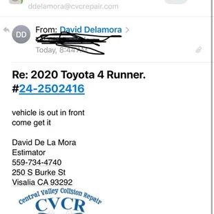 An email correspondence.