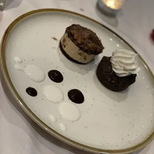 Peanut butter chocolate pie and warm chocolate banana bread pudding