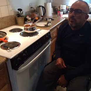 This was my dad at CNS Residences on Gosford Road. They helped him to cook and clean again. Basically got him back on his feet:)