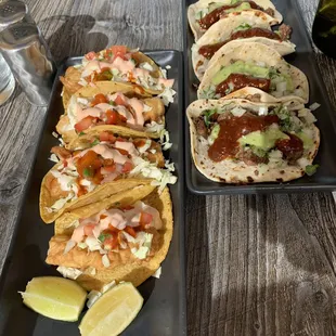 Fish taco and steak taco. Both very spicy.