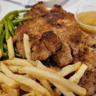 Pork chop meal.  Out of this world, and so moist.