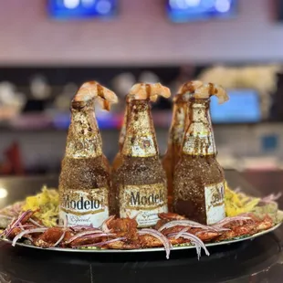 Beer with seafood mix