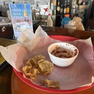 $8 chips and salsa. Basically Tostito scoops and a salty jar salsa.