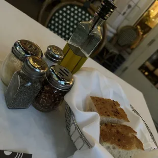 Fresh homemade bread with fresh olive oil