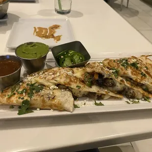 Carne asada quesadillas