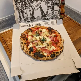 7/8/23: $24.12 Capricciosa - Salami, Ham, Artichokle, tomoto, mozerlla, basil. Standard &quot;artisan&quot; pizza. 6.2/10.