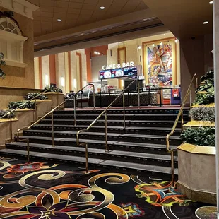 Steps leading up to the ticket taker booth and concession stand