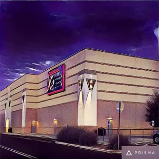 Dramatically processed image of the outside of Cinemark theaters in Tucson