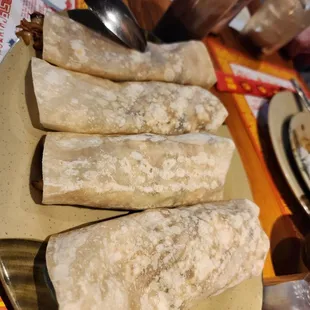 Moo-shu chicken, pre-wrapped but hosin left out.