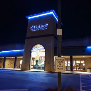 Store front at night.