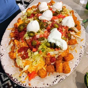 Totchos without meat: serves 2-4 and closer to 4. (The server did warn us that it was big!)