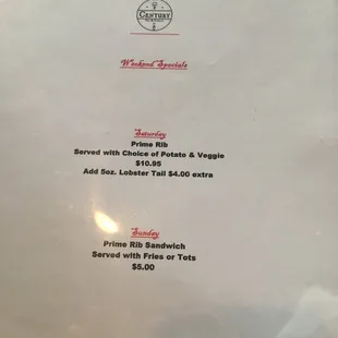 menu