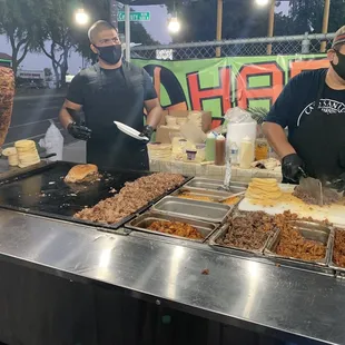 Al pastor stand, variety of meats