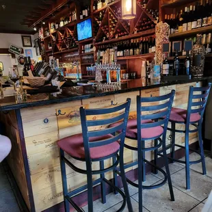 a row of bar stools