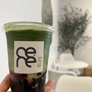 Matcha Strawberry w/ boba