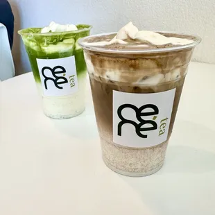 Matcha &amp; Hojicha Einspanners