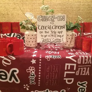 Check in for a free Yelp mug filled with Quills Coffee!