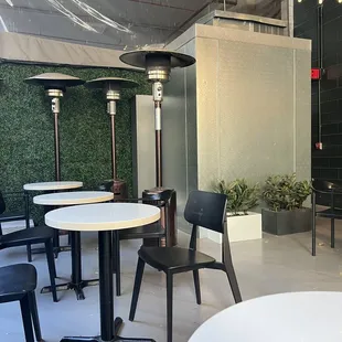 More of the outdoor space (heaters were not on but I imagine they will be put to use soon)