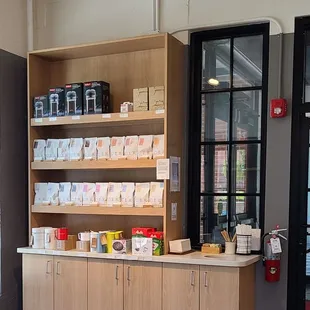 Retail items and condiment section.