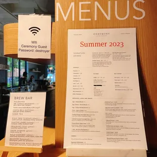 Summer menu