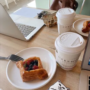 chai tea latte &amp; fruit pastries