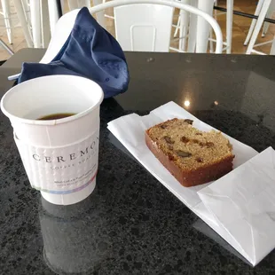 Pour over coffee and zucchini bread