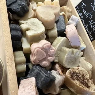 Mini soaps in sweet heart, dog paw, and elephant shapes