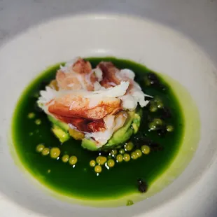 King crab leg with oscetra caviar.