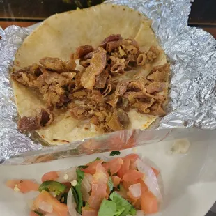 Tripa taco.   There was more but my hubby was picking at it