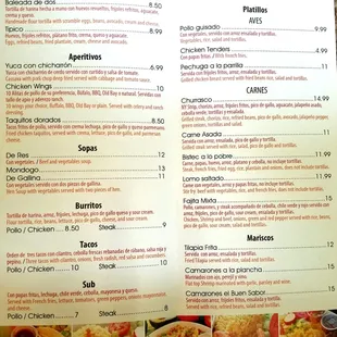 Menu &amp; Prices