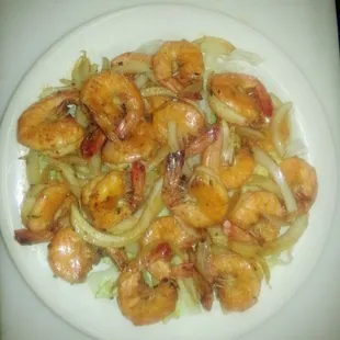 Camarones con cascara a la plancha