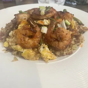 Seafood fried Rice! My daughter loved the sauce drizzled on there!