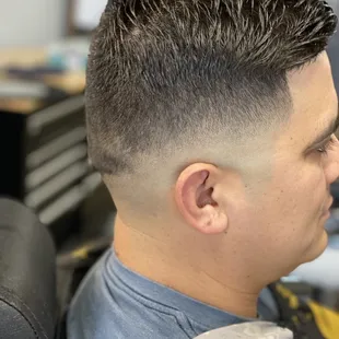 Comb over drop fade