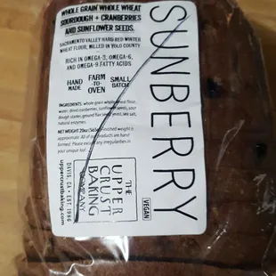 Day Old Sunberry Bread [vegan] $2.50 from The Upper Crust Baking Co.